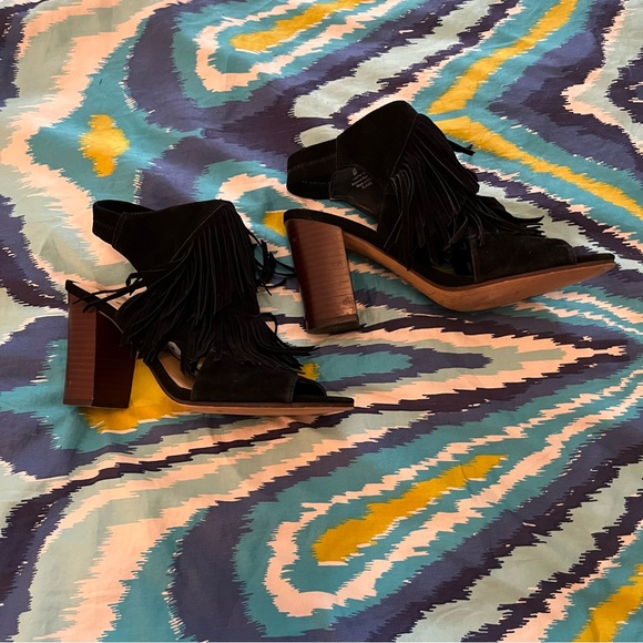 Suede Fringe Heels - Picture 4 of 8